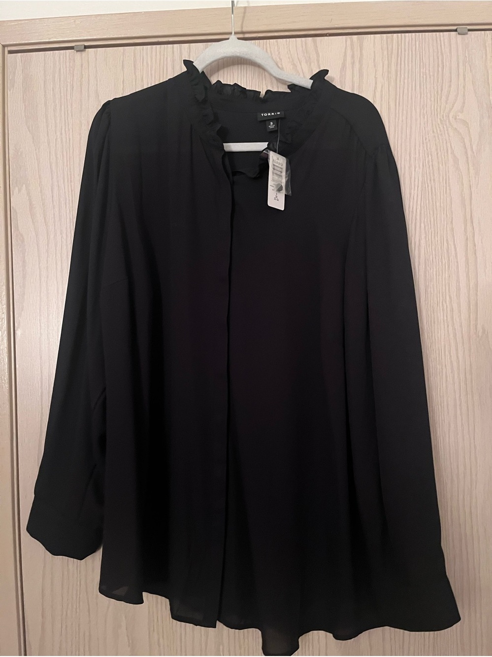 torrid Black Ruffle-Neck Blazer-Style Jacket